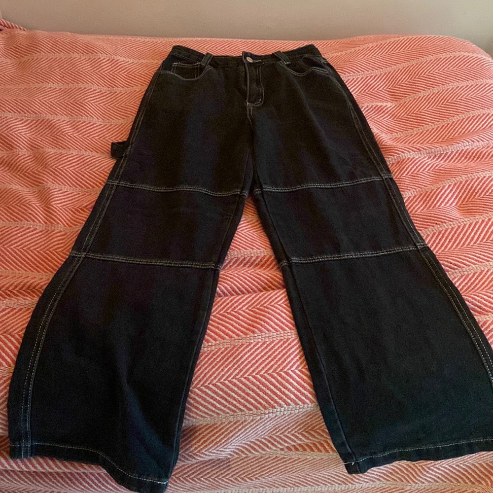 black wide leg, high waisted jeans, size small